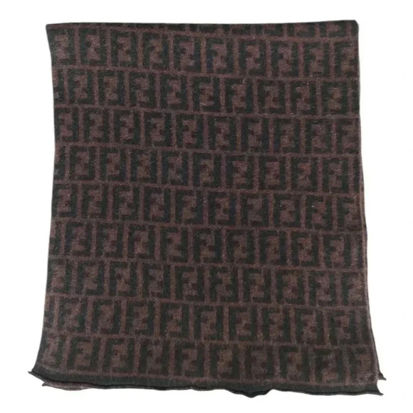 Fendi genuine vintage Maroon / Black Wool winter Scarf Scarves - Picture 5 of 8